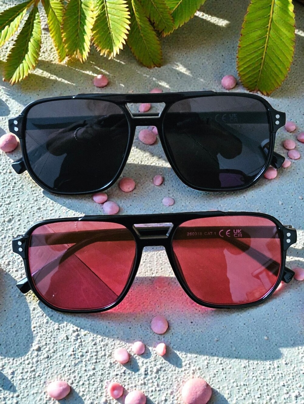 PINK AND BLACK SUNGLASSES SET OF 2